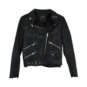 The Kooples Black Suede, Fur-Lined Moto Jacket (Sz M)($275)(REVOLVE)